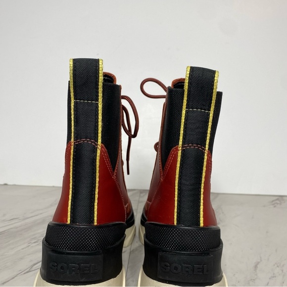 Sorel Brex Red Leather Lace Up Chunky Sole Boot 7 1/2 - Picture 5 of 15